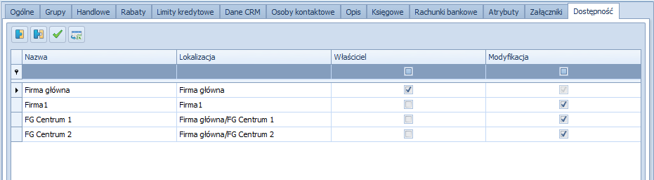 Obie zmiany pozwalają na znaczące usprawnienia w zakresie związanym z dostępem do dokumentów. 3. Ustalanie dostępności kontrahenta dla centrów struktury W wersji 2015.