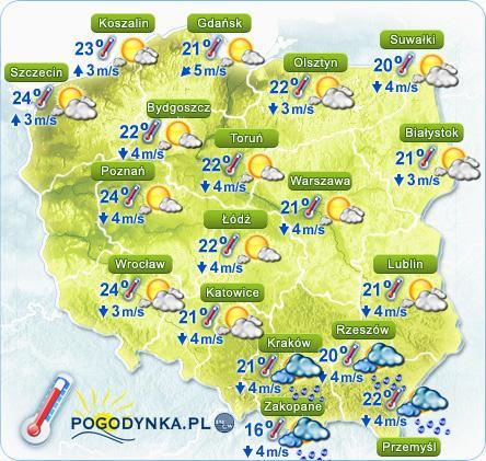 rzekach Polski Prognoza pogody dla Polski