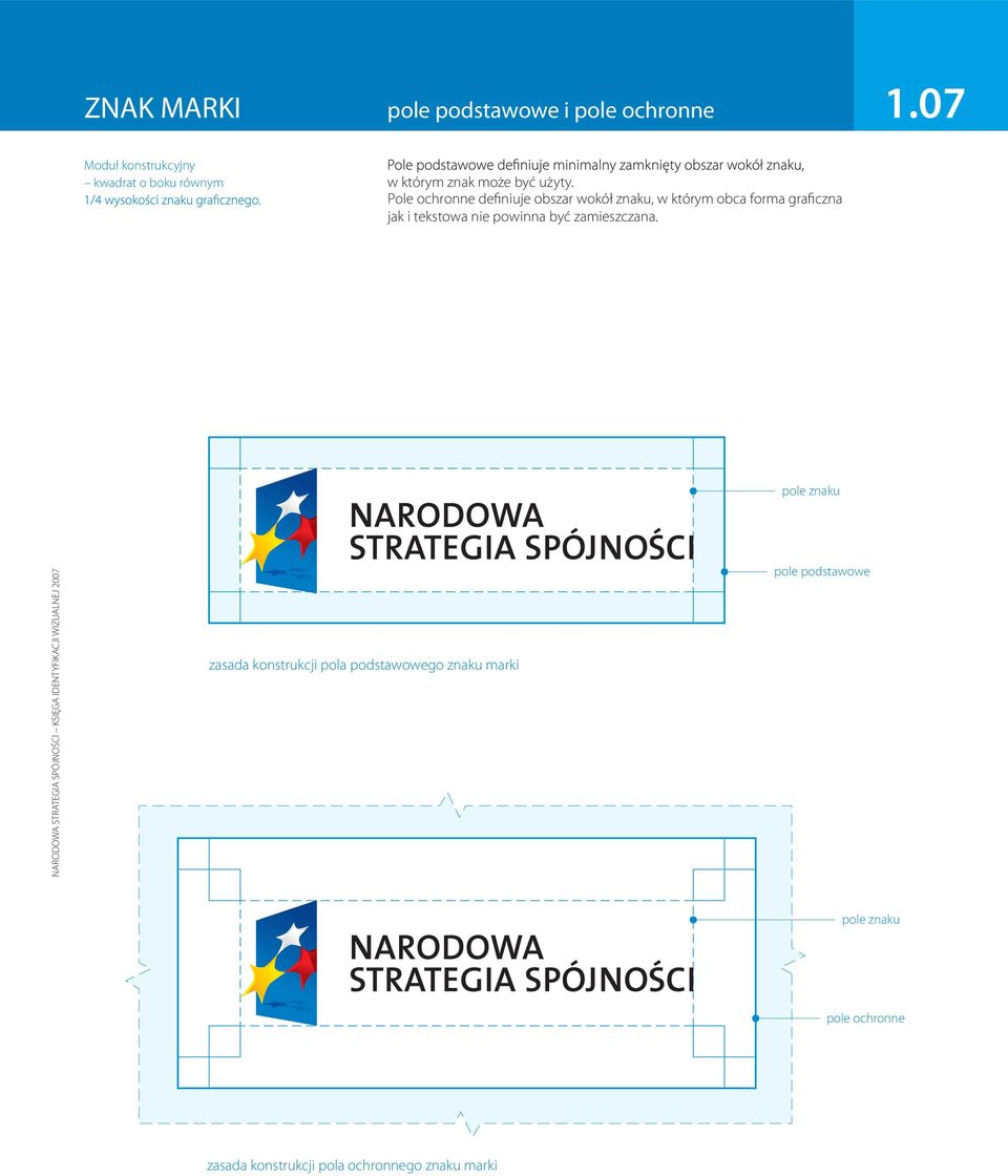 Pole ochronne definiuje obszar wokół znaku, w którym obca forma graficzna jak i tekstowa nie