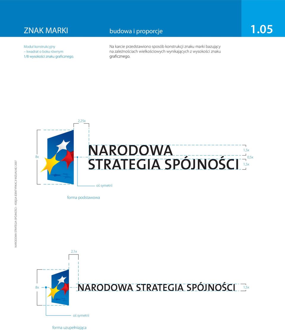 konstrukcji znaku marki bazujący na zależnościach wielkościowych