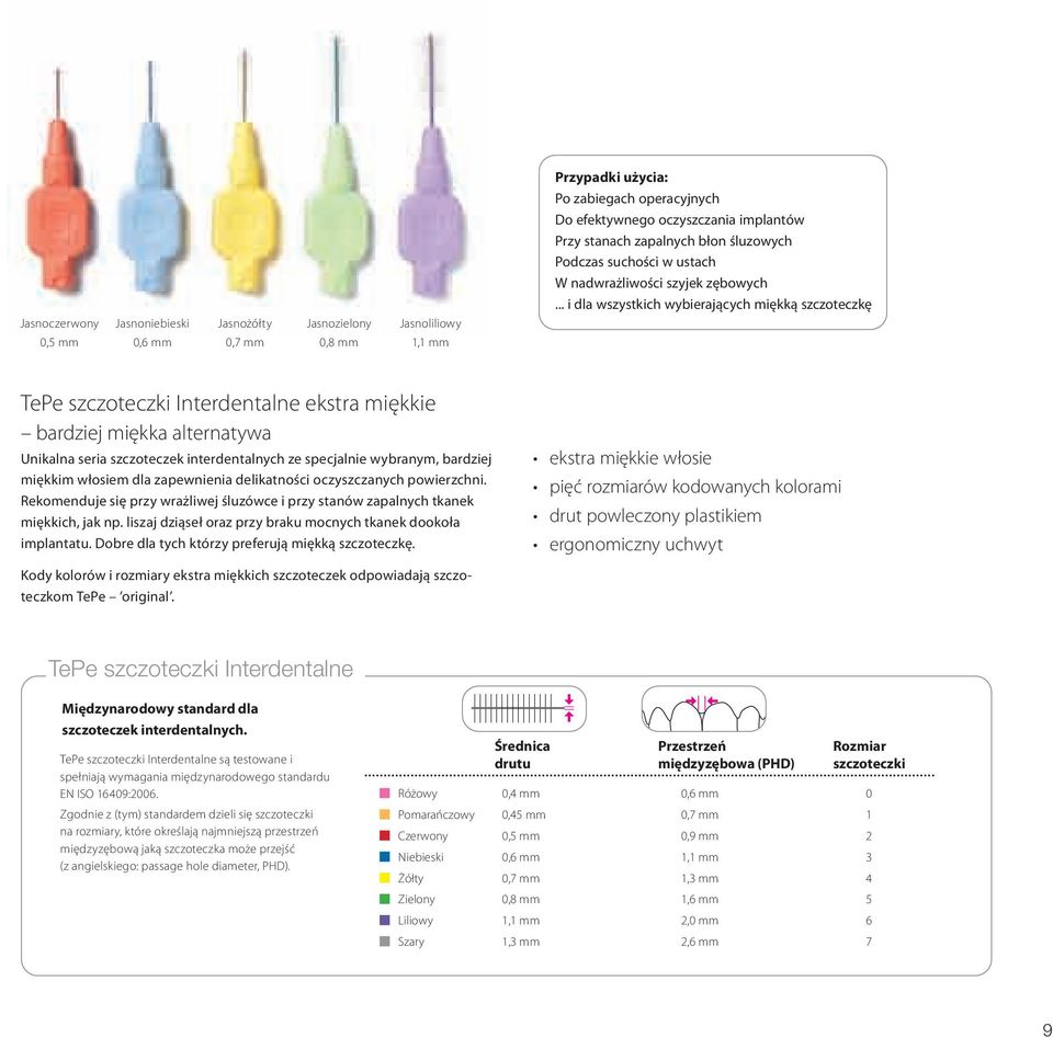 bardziej miękka alternatywa Unikalna seria szczoteczek interdentalnych ze specjalnie wybranym, bardziej miękkim włosiem dla zapewnienia delikatności oczyszczanych powierzchni.