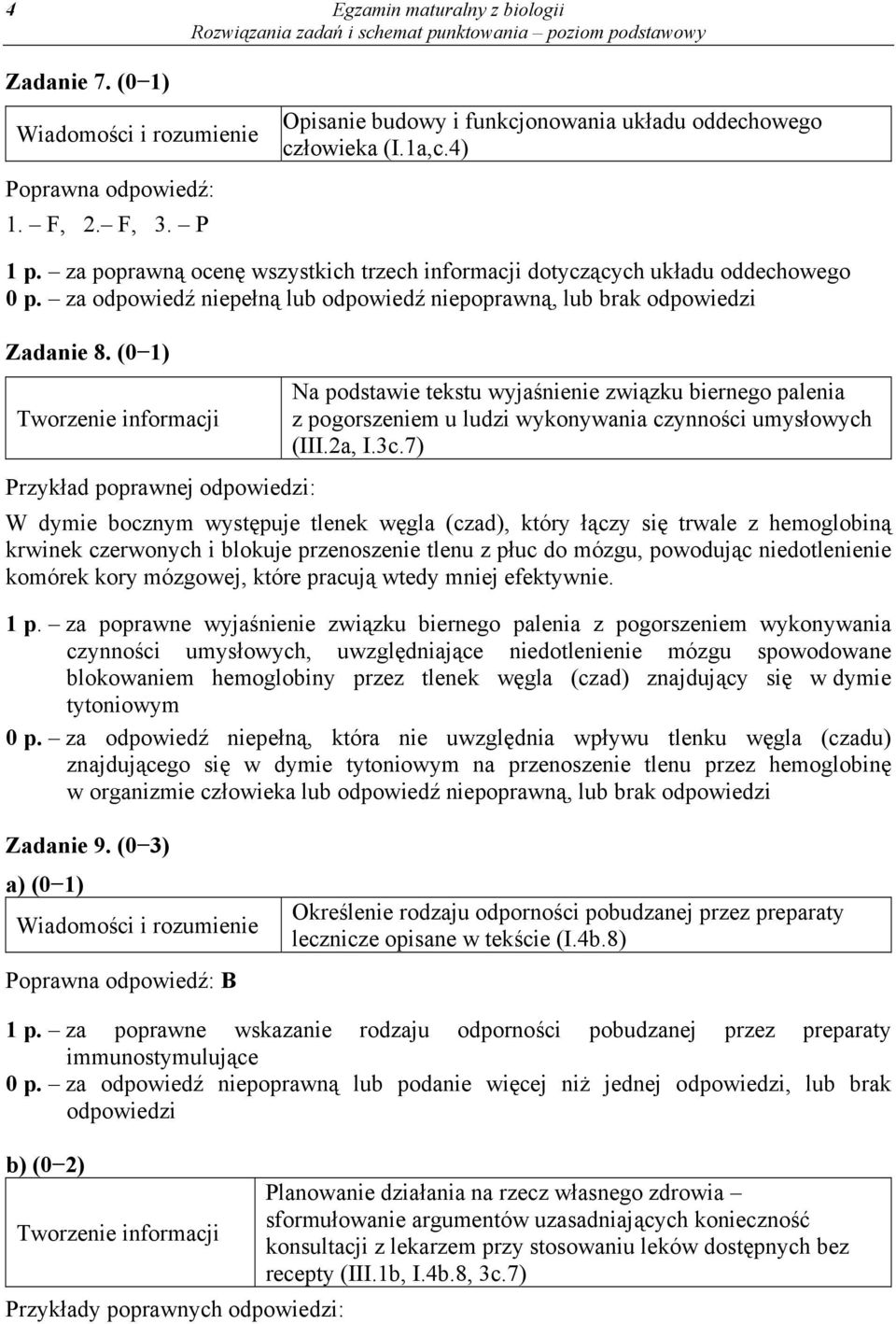 (0 1) Na podstawie tekstu wyjaśnienie związku biernego palenia z pogorszeniem u ludzi wykonywania czynności umysłowych (III.2a, I.3c.