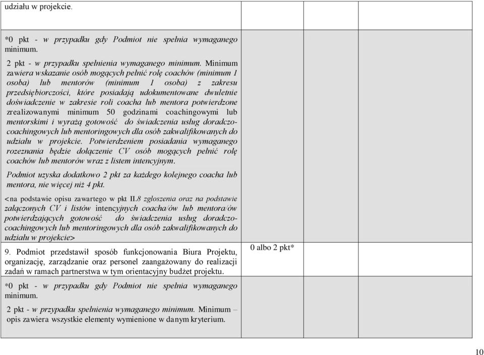 zakresie roli coacha lub mentora potwierdzone zrealizowanymi minimum 50 godzinami coachingowymi lub mentorskimi i wyrażą gotowość do świadczenia usług doradczocoachingowych lub mentoringowych dla
