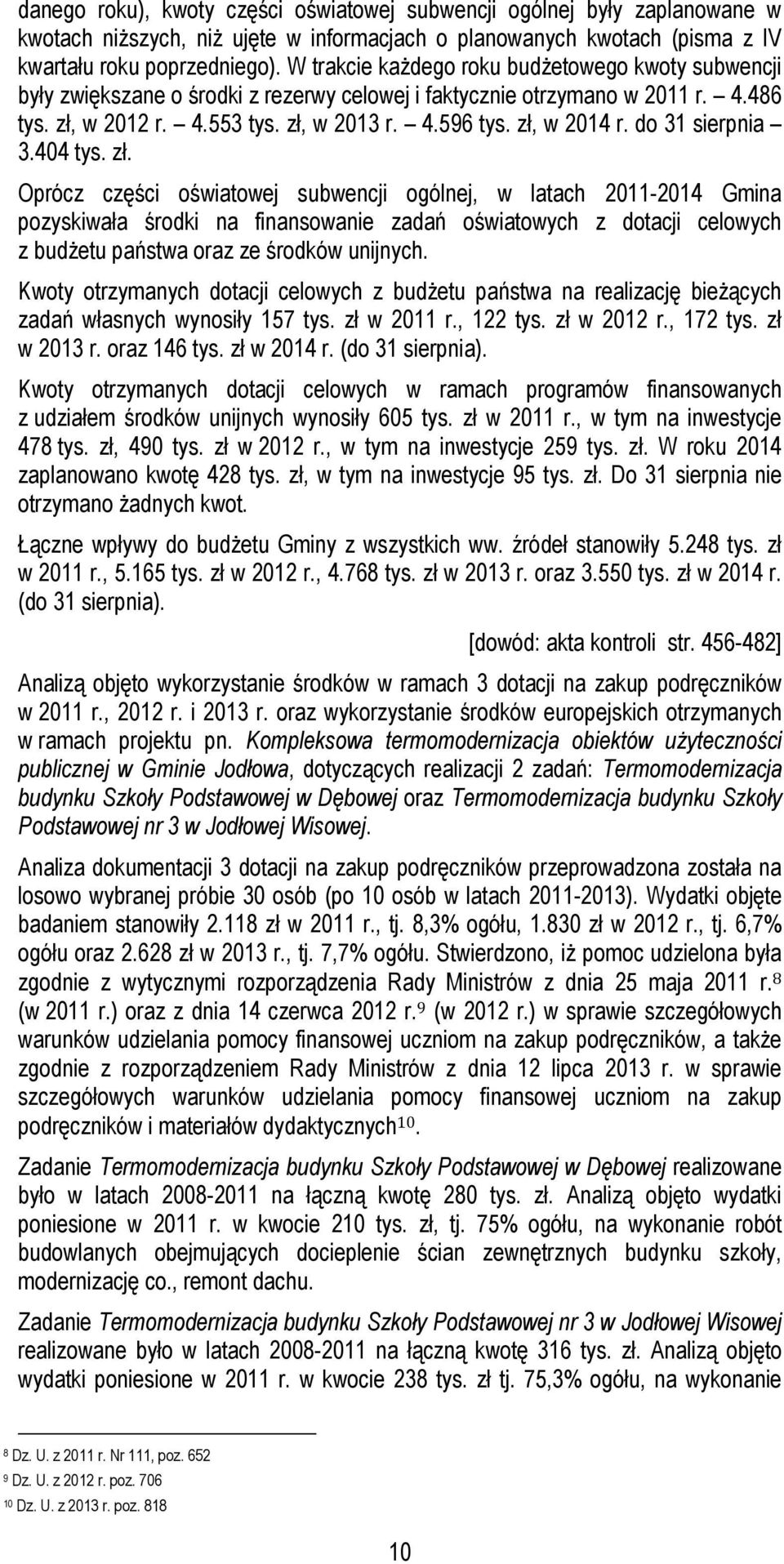 zł, w 2014 r. do 31 sierpnia 3.404 tys. zł.
