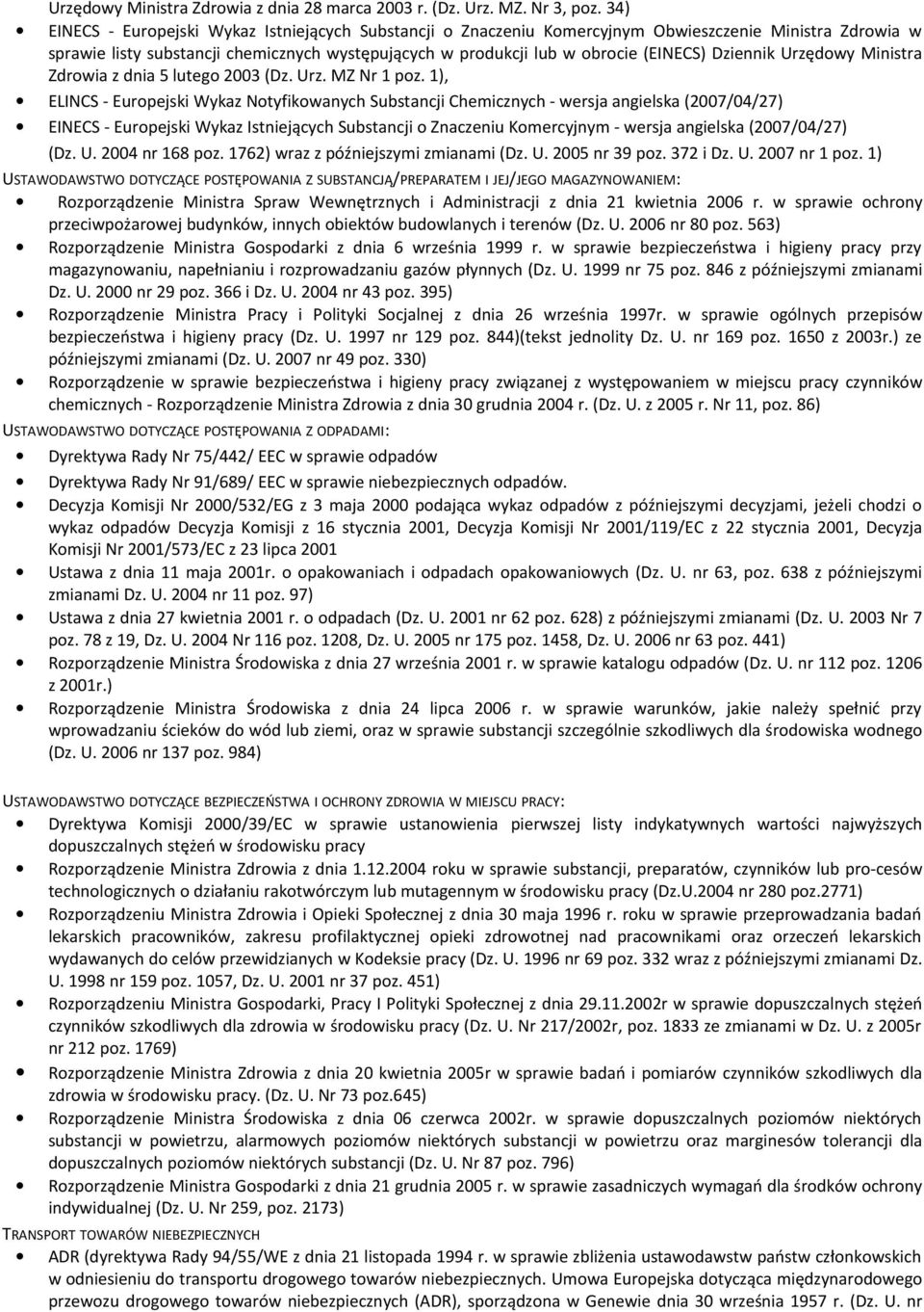 Dziennik Urzędowy Ministra Zdrowia z dnia 5 lutego 2003 (Dz. Urz. MZ Nr 1 poz.