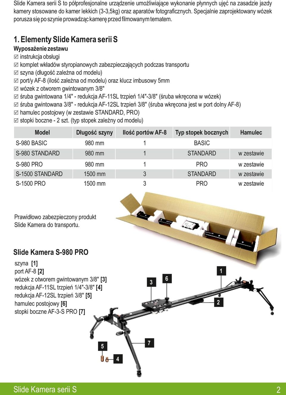 . Elementy Wyposażenie zestawu R instrukcja obsługi R komplet wkładów styropianowych zabezpieczających podczas transportu R szyna (długość zależna od modelu) R port/y AF-8 (ilość zależna od modelu)