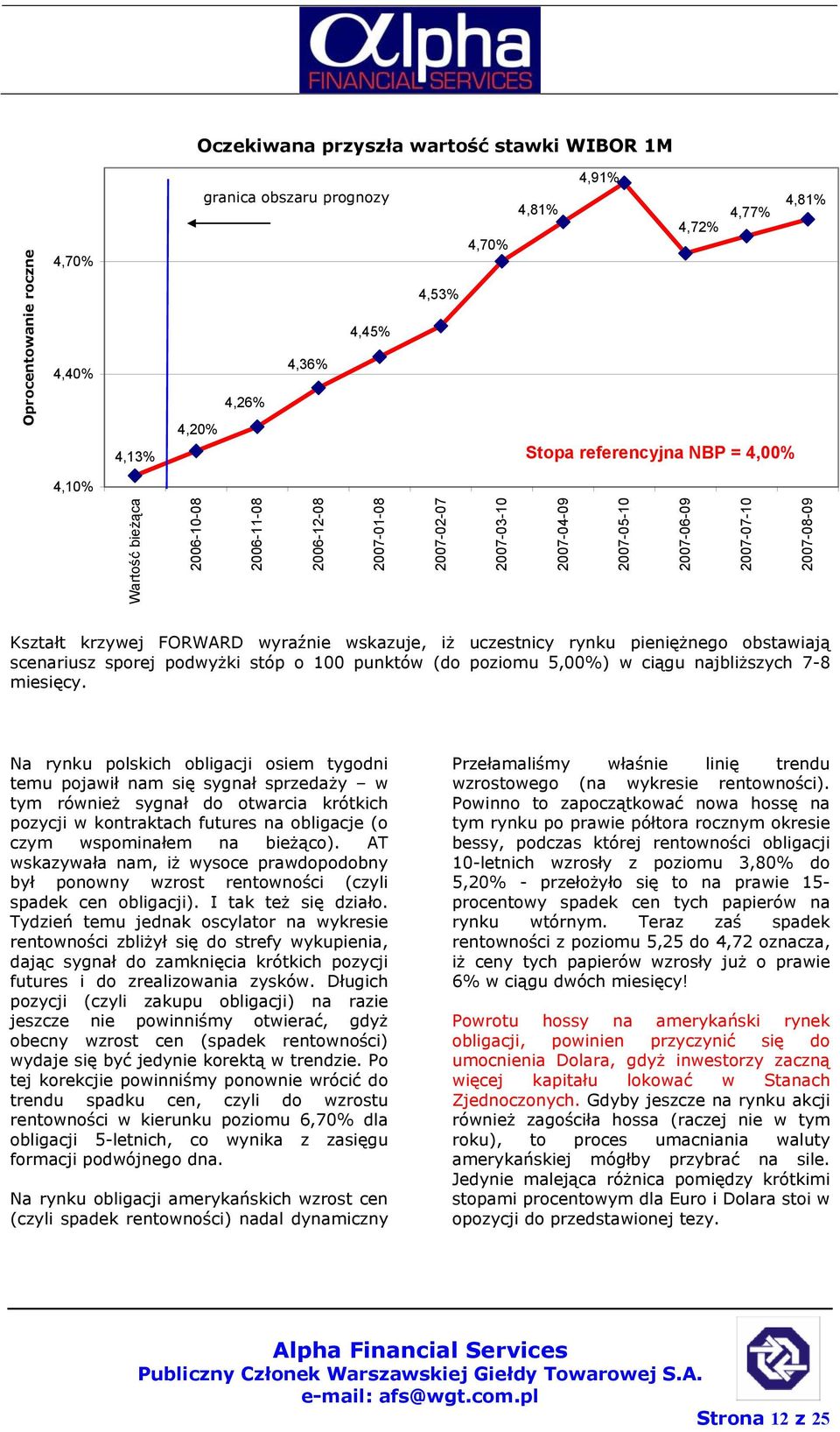 uczestnicy rynku pieniężnego obstawiają scenariusz sporej podwyżki stóp o 100 punktów (do poziomu 5,00%) w ciągu najbliższych 7-8 miesięcy.