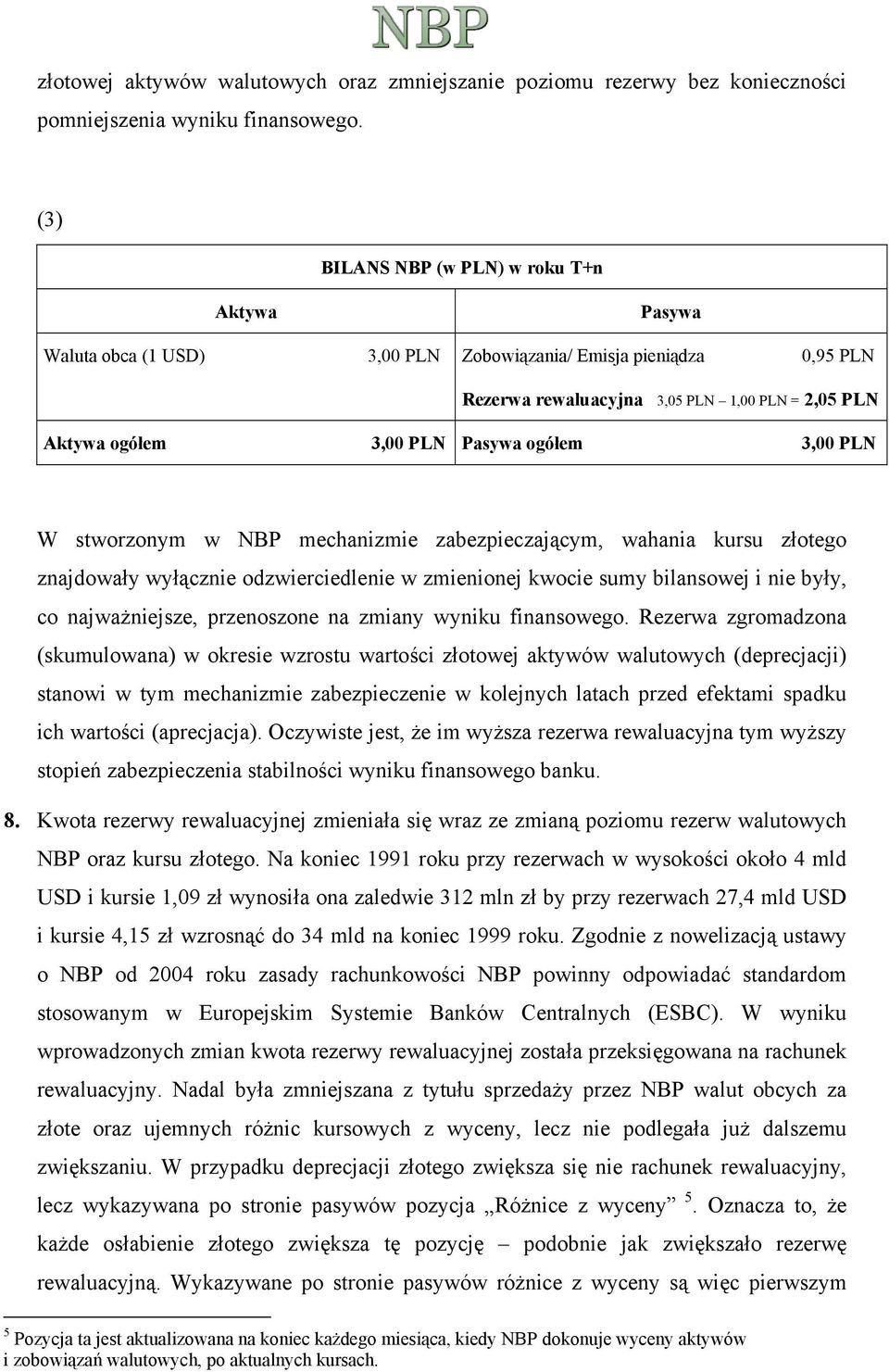 ogółem 3,00 PLN W stworzonym w NBP mechanizmie zabezpieczającym, wahania kursu złotego znajdowały wyłącznie odzwierciedlenie w zmienionej kwocie sumy bilansowej i nie były, co najważniejsze,