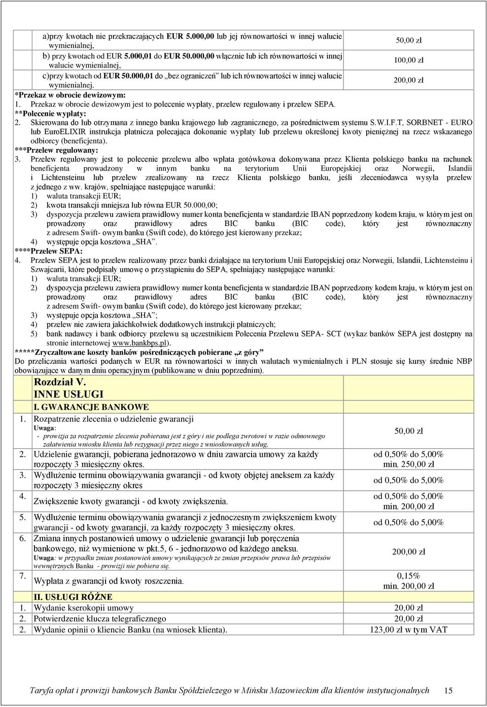 50,00 zł 100,00 zł 200,00 zł *Przekaz w obrocie dewizowym: 1. Przekaz w obrocie dewizowym jest to polecenie wypłaty, przelew regulowany i przelew SEPA. **Polecenie wypłaty: 2.