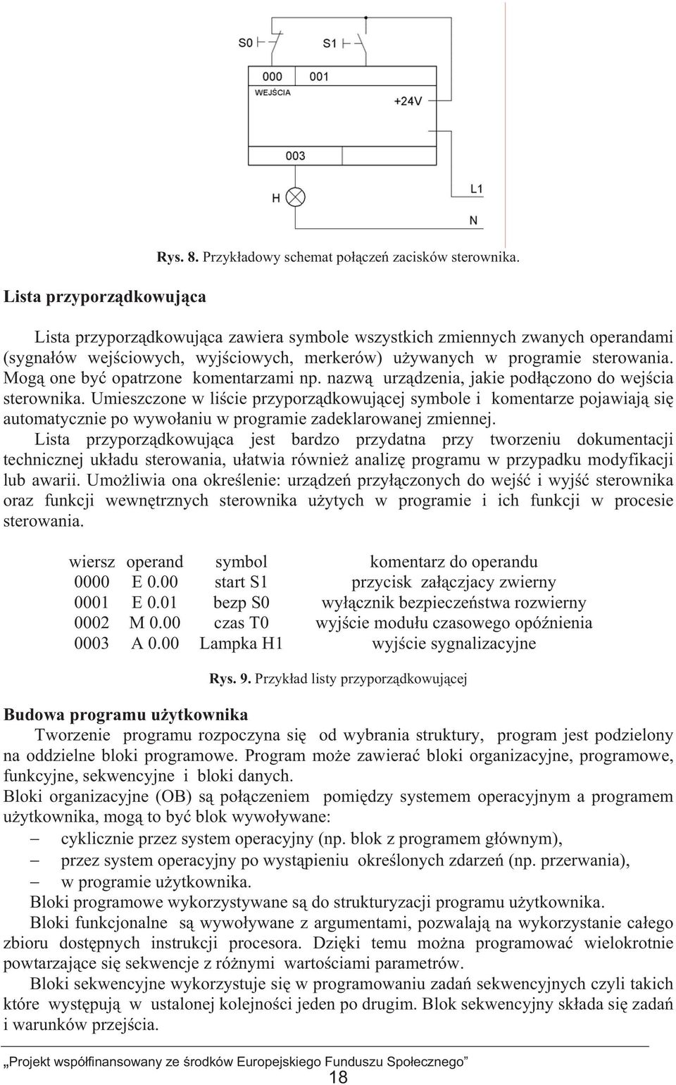 nazw urzdzenia, jakie podczono do wejcia sterownika. Umieszczone w licie przyporzdkowujcej symbole i komentarze pojawiaj si automatycznie po wywoaniu w programie zadeklarowanej zmiennej.