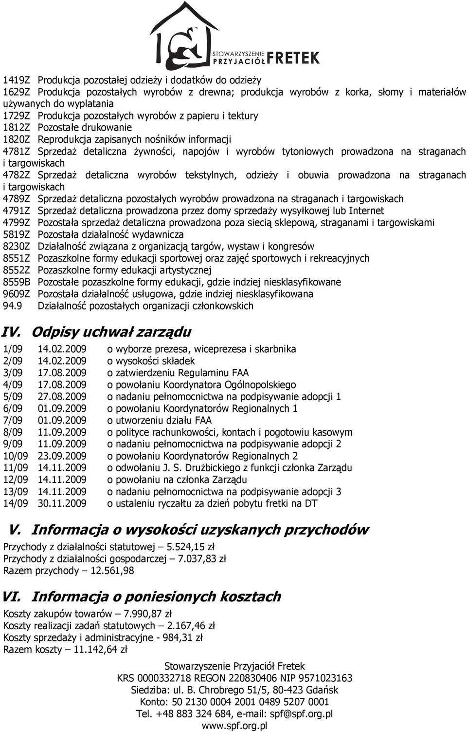 straganach i targowiskach 4782Z Sprzedaż detaliczna wyrobów tekstylnych, odzieży i obuwia prowadzona na straganach i targowiskach 4789Z Sprzedaż detaliczna pozostałych wyrobów prowadzona na