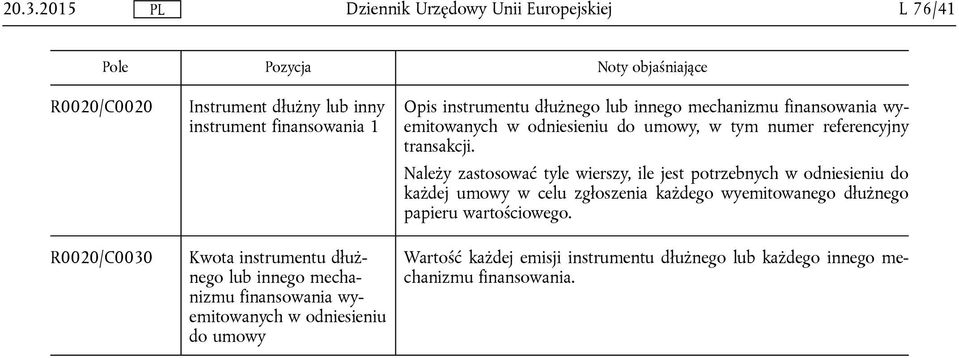 odniesieniu do umowy, w tym numer referencyjny transakcji.