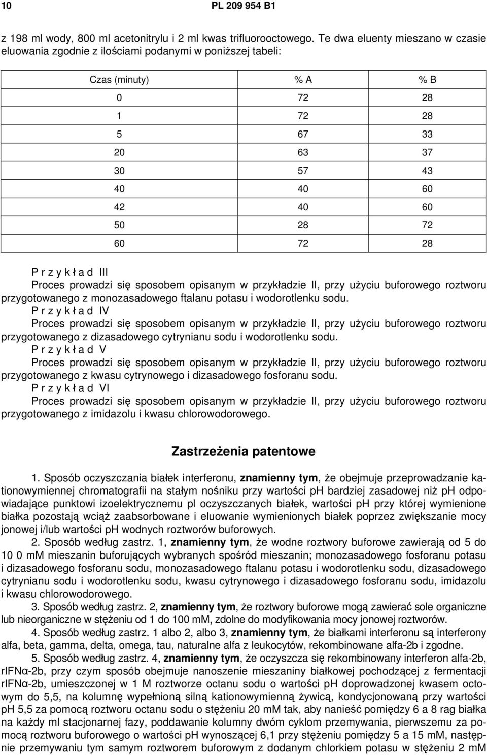 k ł a d III Proces prowadzi się sposobem opisanym w przykładzie II, przy użyciu buforowego roztworu przygotowanego z monozasadowego ftalanu potasu i wodorotlenku sodu.