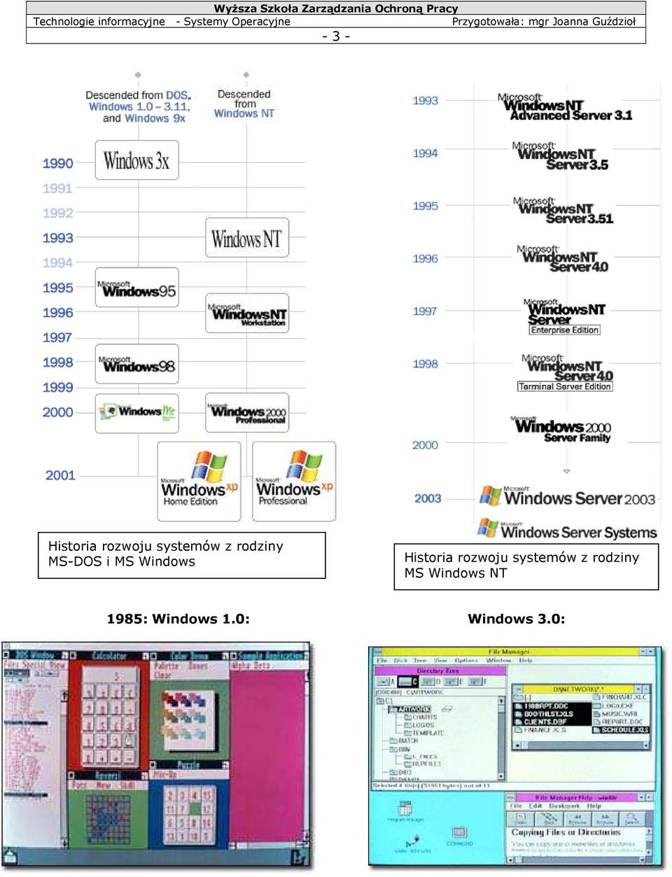 Historia rozwoju systemów z rodziny