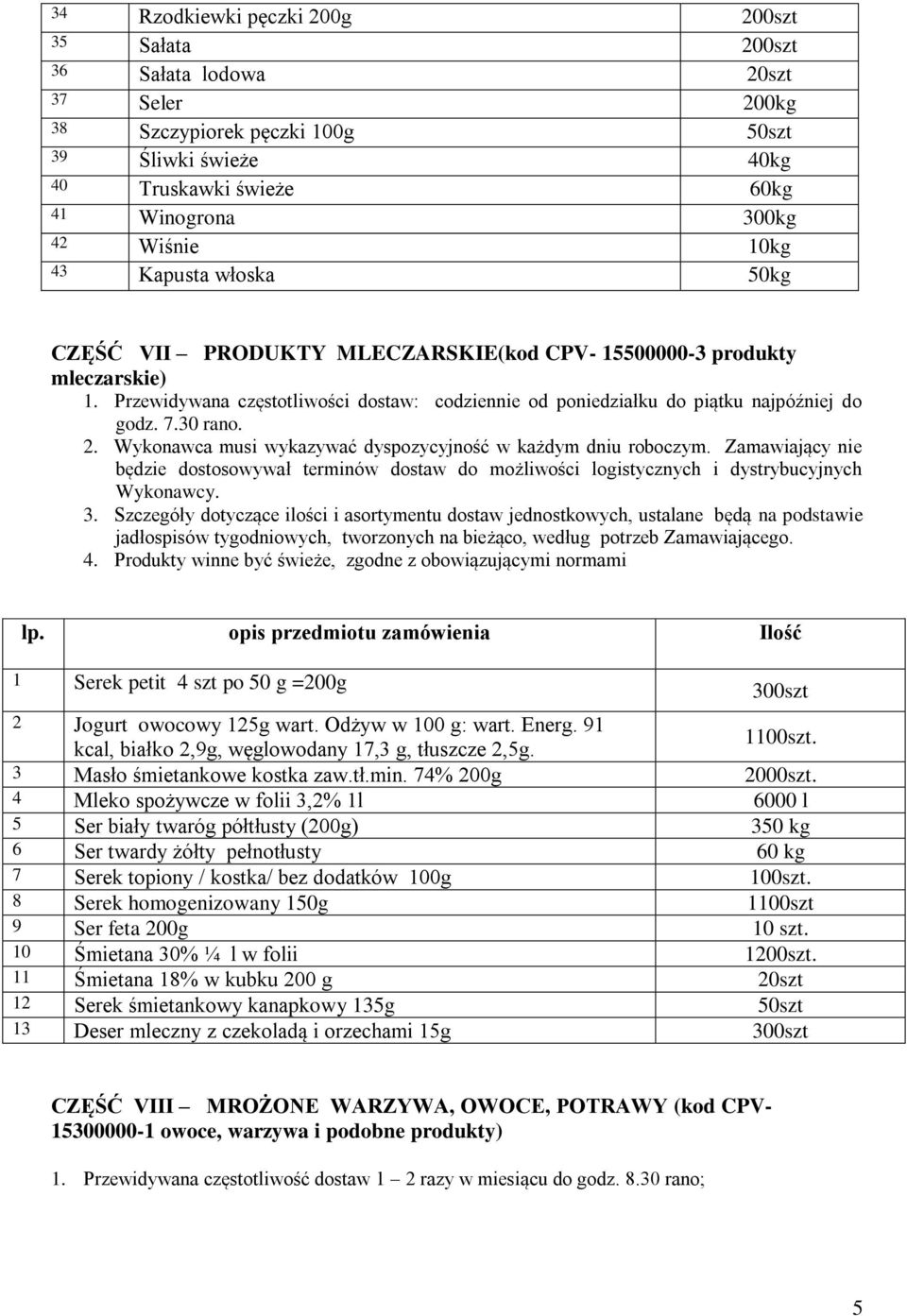 30 rano. 3. Szczegóły dotyczące ilości i asortymentu dostaw jednostkowych, ustalane będą na podstawie 4.