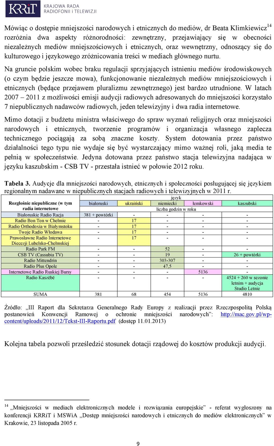 Na gruncie polskim wobec braku regulacji sprzyjających istnieniu mediów środowiskowych (o czym będzie jeszcze mowa), funkcjonowanie niezależnych mediów mniejszościowych i etnicznych (będące przejawem