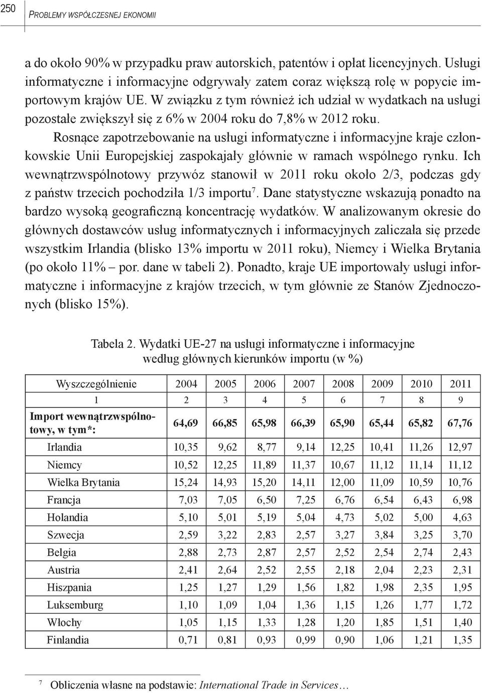 W związku z tym również ich udział w wydatkach na usługi pozostałe zwiększył się z 6% w 2004 roku do 7,8% w 2012 roku.