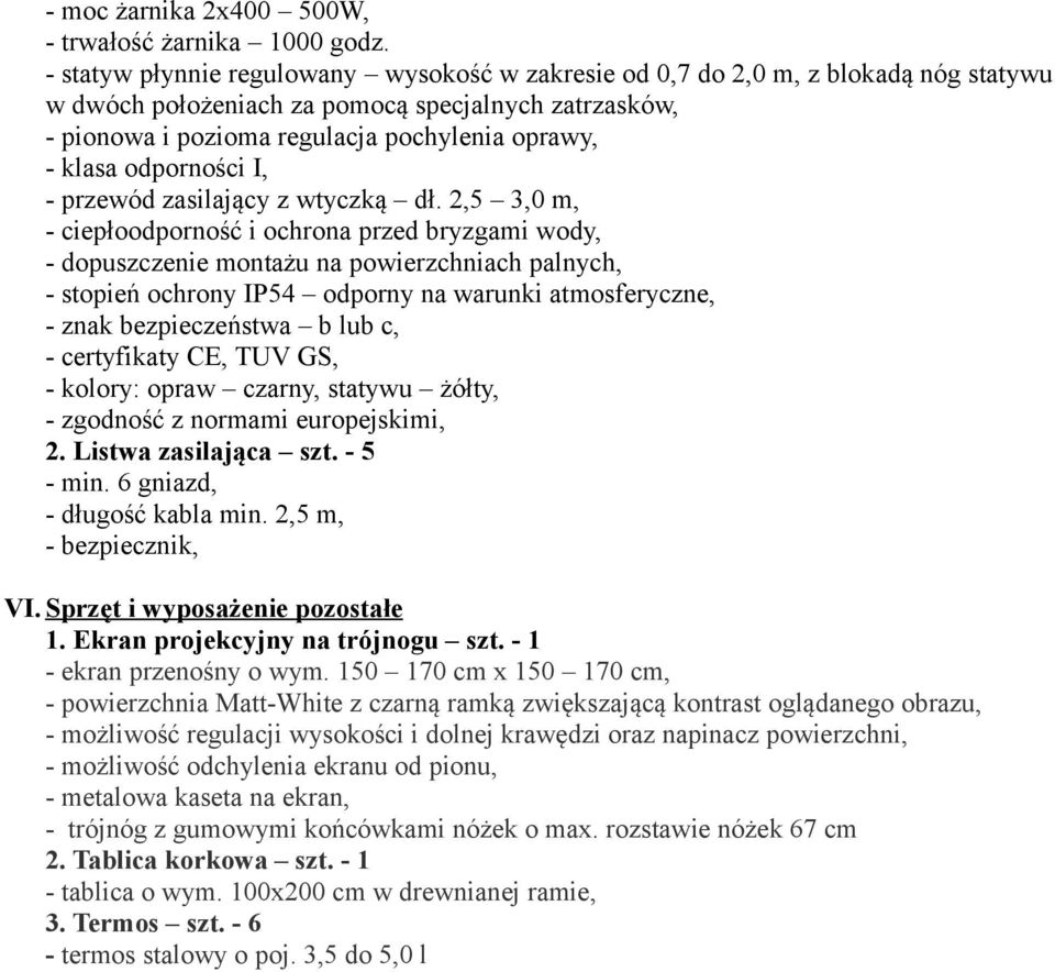 odporności I, - przewód zasilający z wtyczką dł.