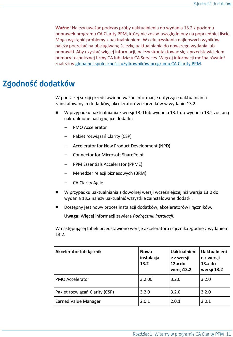 Aby uzyskad więcej informacji, należy skontaktowad się z przedstawicielem pomocy technicznej firmy CA lub działu CA Services.