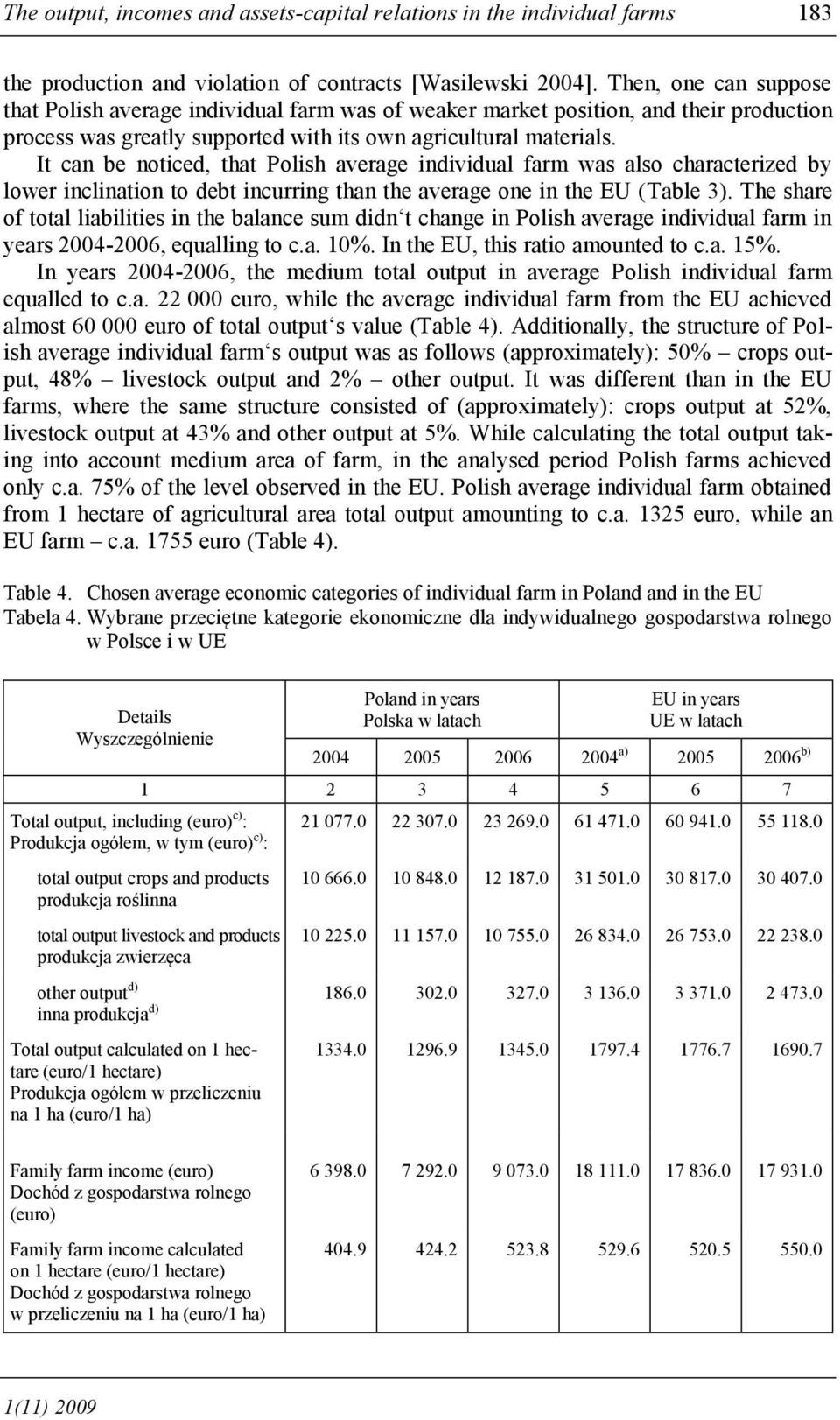 It can be noticed, that Polish average individual farm was also characterized by lower inclination to debt incurring than the average one in the EU (Table 3).