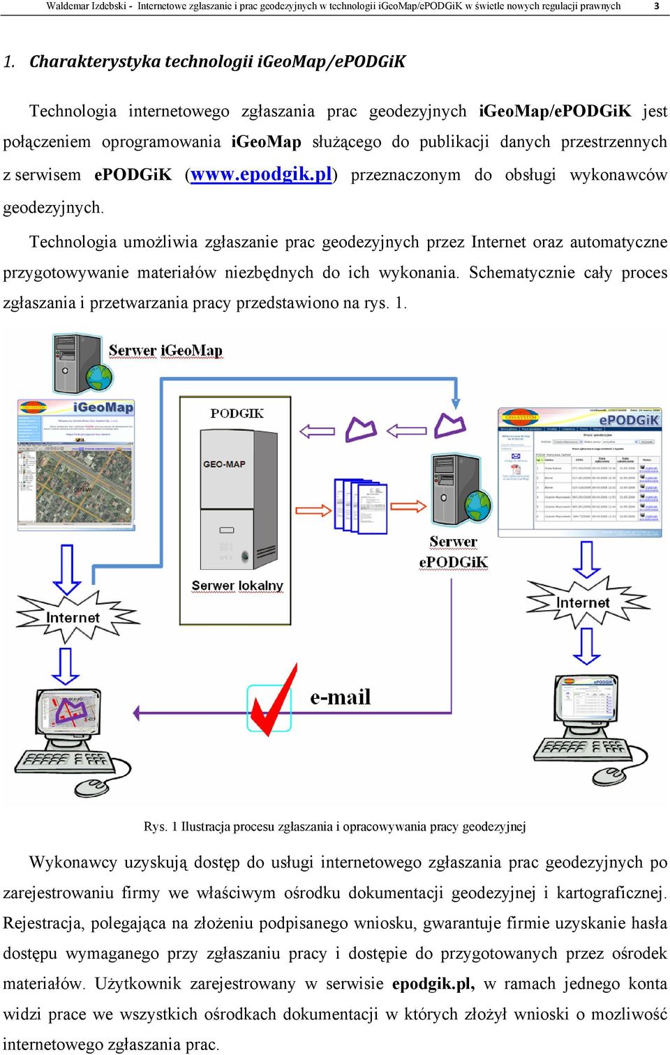 przestrzennych z serwisem epodgik (www.epodgik.pl) przeznaczonym do obsługi wykonawców geodezyjnych.