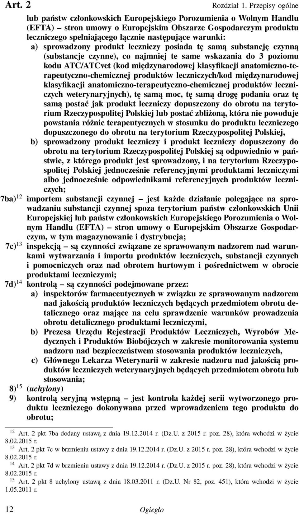 warunki: a) sprowadzony produkt leczniczy posiada tę samą substancję czynną (substancje czynne), co najmniej te same wskazania do 3 poziomu kodu ATC/ATCvet (kod międzynarodowej klasyfikacji