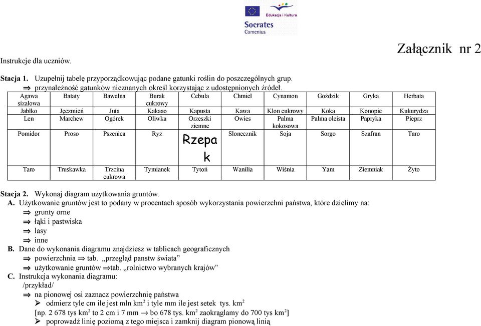 Agawa Bataty Bawełna Burak Cebula Chmiel Cynamon Goździk Gryka Herbata sizalowa cukrowy Jabłko Jęczmień Juta Kakaao Kapusta Kawa Klon cukrowy Koka Konopie Kukurydza Len Marchew Ogórek Oliwka Orzeszki