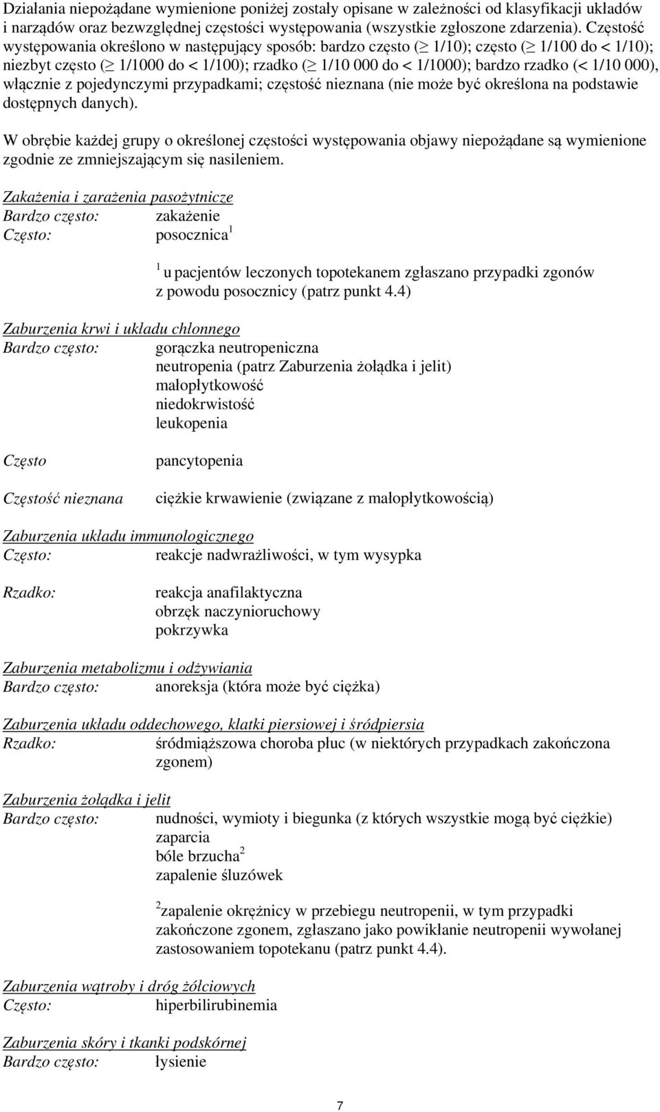 000), włącznie z pojedynczymi przypadkami; częstość nieznana (nie może być określona na podstawie dostępnych danych).