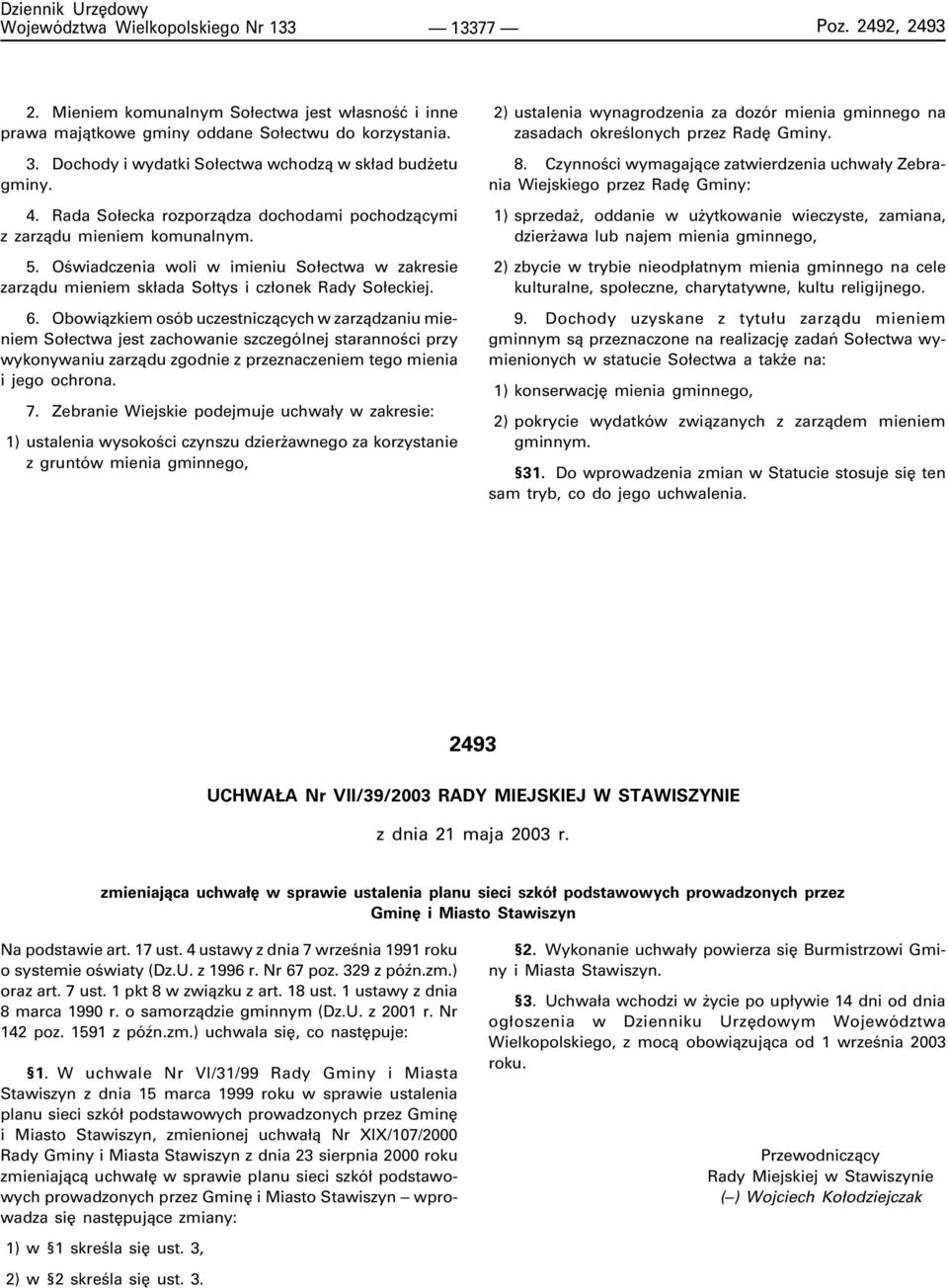 Obowi¹zkiem osób uczestnicz¹cych w zarz¹dzaniu mieniem So³ectwa jest zachowanie szczególnej starannoœci przy wykonywaniu zarz¹du zgodnie z przeznaczeniem tego mienia i jego ochrona. 7.