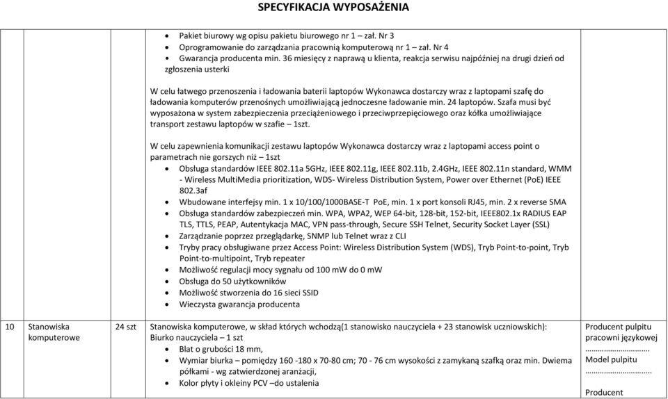 ładowania komputerów przenośnych umożliwiającą jednoczesne ładowanie min. 24 laptopów.