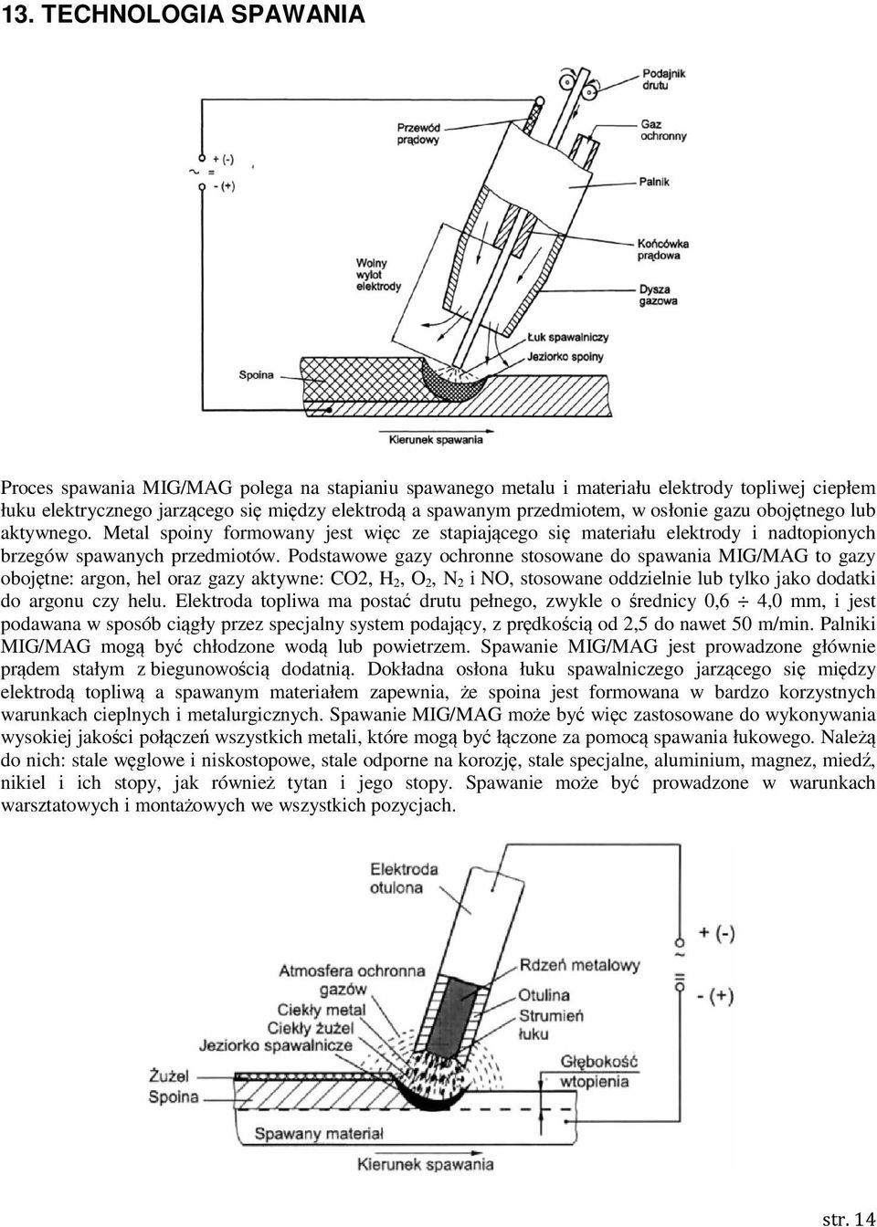 Podstawowe gazy ochronne stosowane do spawania MIG/MAG to gazy obojętne: argon, hel oraz gazy aktywne: CO2, H 2, O 2, N 2 i NO, stosowane oddzielnie lub tylko jako dodatki do argonu czy helu.