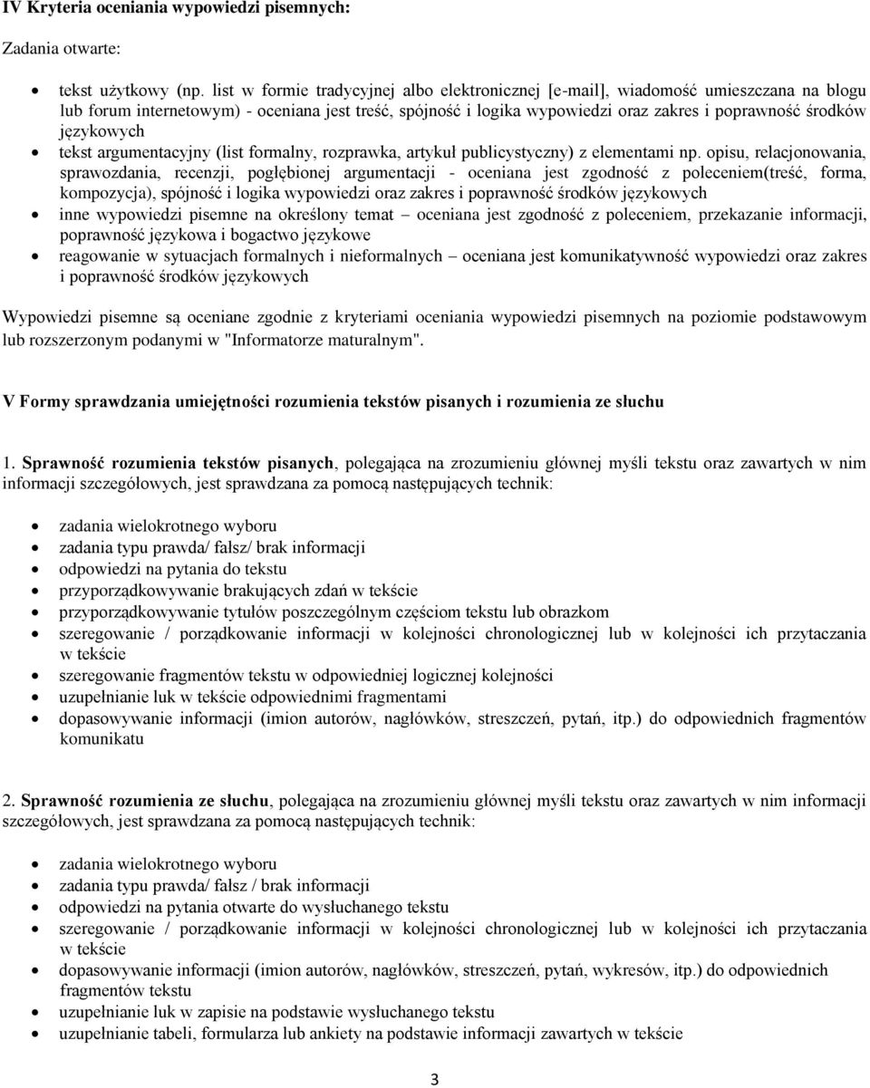 językowych tekst argumentacyjny (list formalny, rozprawka, artykuł publicystyczny) z elementami np.