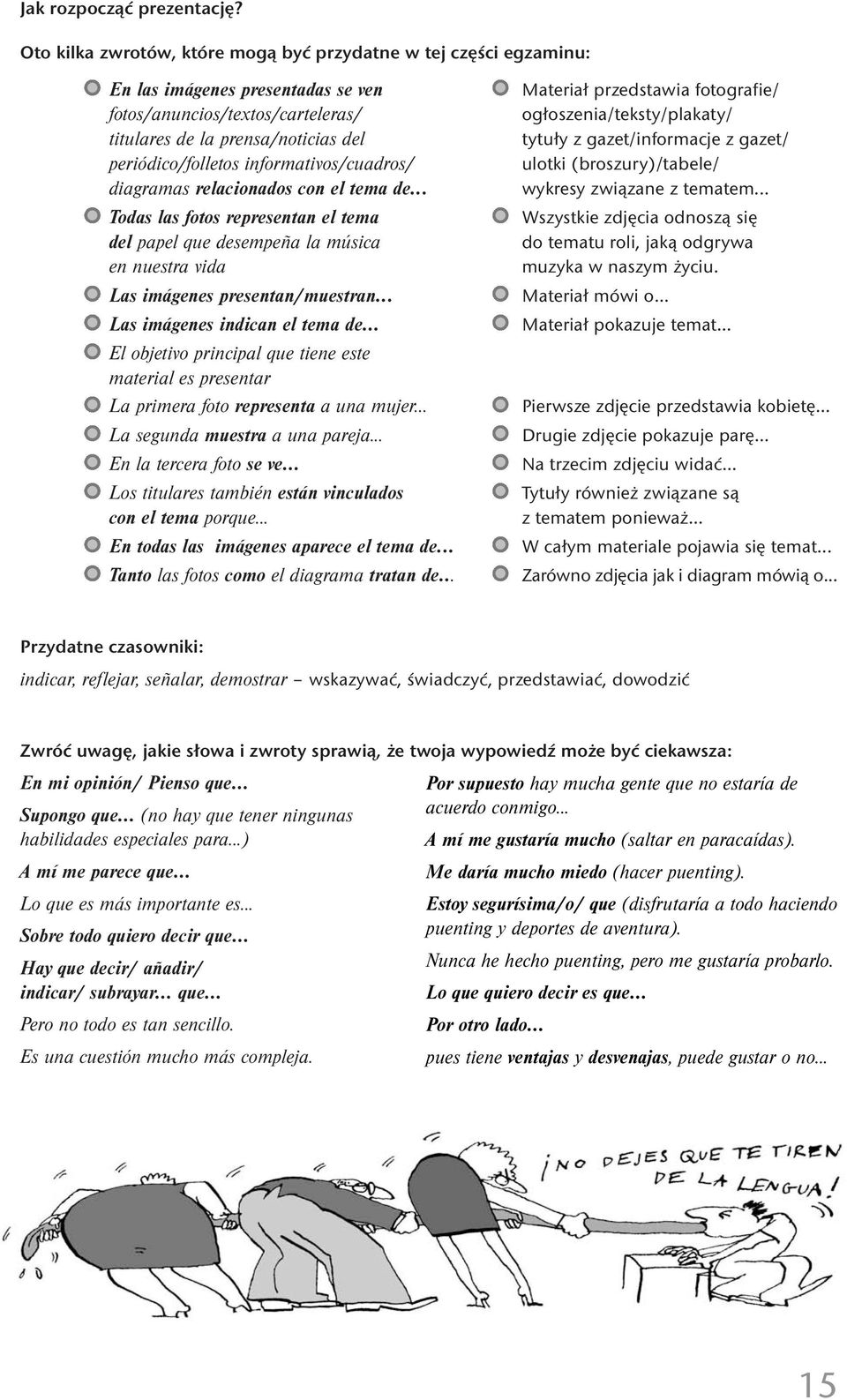 informativos/cuadros/ diagramas relacionados con el tema de... Todas las fotos representan el tema del papel que desempeña la música en nuestra vida Las imágenes presentan/muestran.