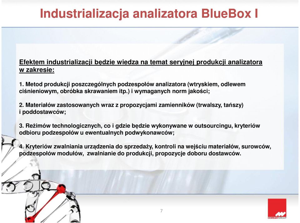 Materiałów zastosowanych wraz z propozycjami zamienników (trwalszy, tańszy) i poddostawców; 3.