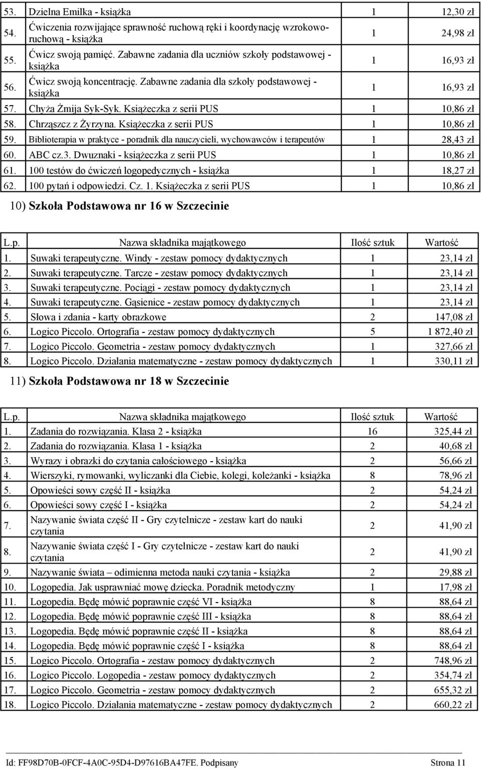 Książeczka z serii PUS 1 10,86 zł 58. Chrząszcz z Żyrzyna. Książeczka z serii PUS 1 10,86 zł 59. Biblioterapia w praktyce - poradnik dla nauczycieli, wychowawców i terapeutów 1 28,43 