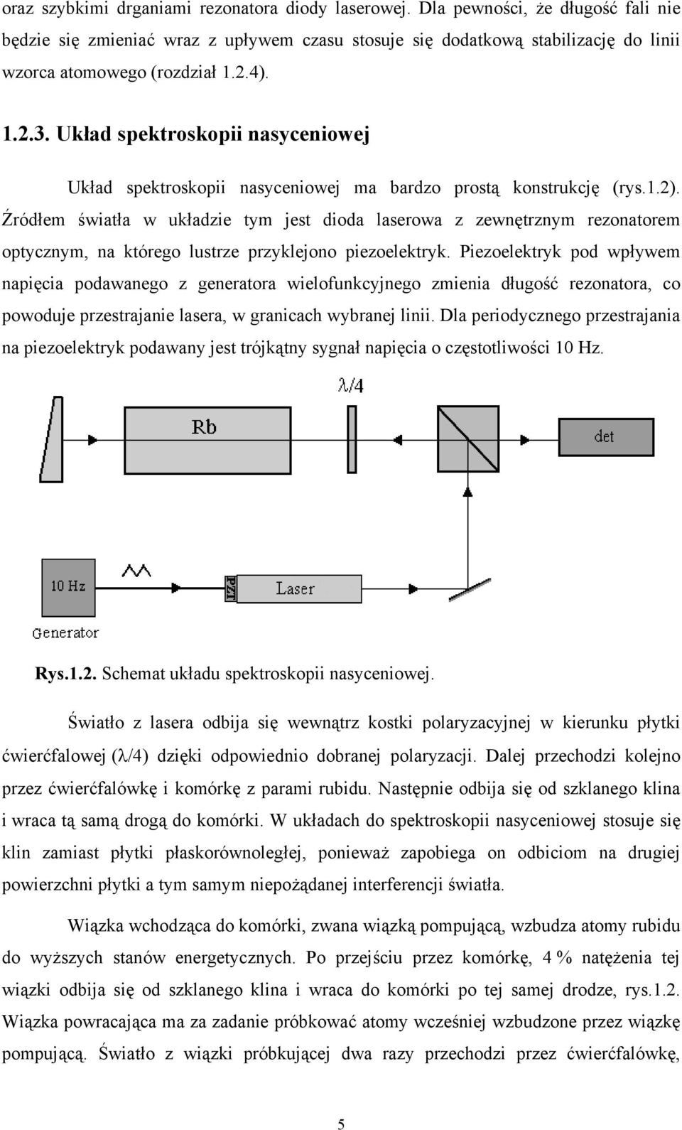 Źródłem światła w układzie tym jest dioda laserowa z zewnętrznym rezonatorem optycznym, na którego lustrze przyklejono piezoelektryk.