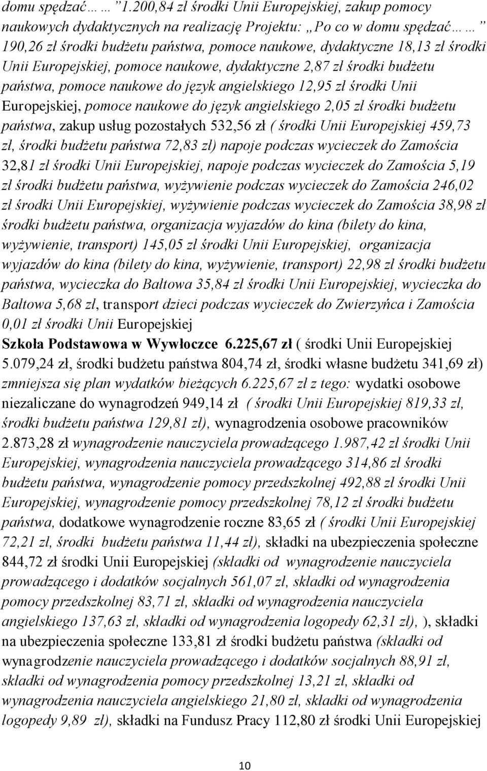 Unii Europejskiej, pomoce naukowe, dydaktyczne 2,87 zł środki budżetu państwa, pomoce naukowe do język angielskiego 12,95 zł środki Unii Europejskiej, pomoce naukowe do język angielskiego 2,05 zł