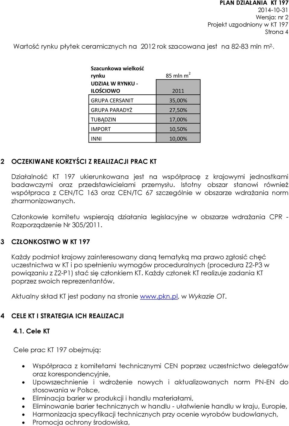 Działalność KT 197 ukierunkowana jest na współpracę z krajowymi jednostkami badawczymi oraz przedstawicielami przemysłu.