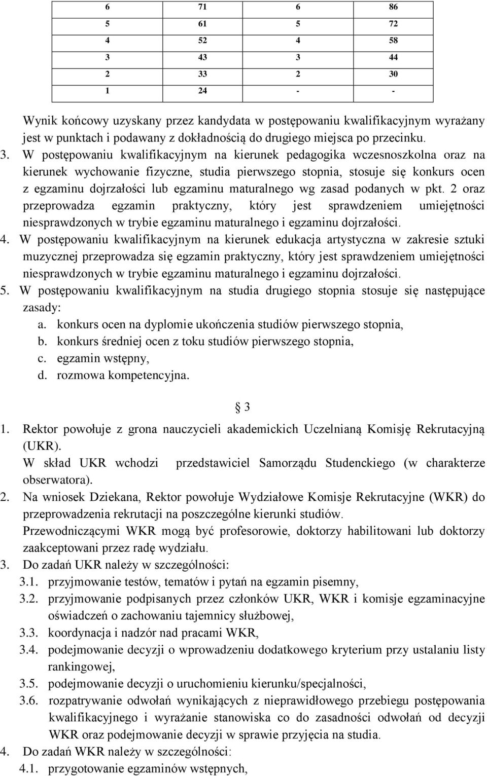 W postępowaniu kwalifikacyjnym na kierunek pedagogika wczesnoszkolna oraz na kierunek wychowanie fizyczne, studia pierwszego stopnia, stosuje się konkurs ocen z egzaminu dojrzałości lub egzaminu