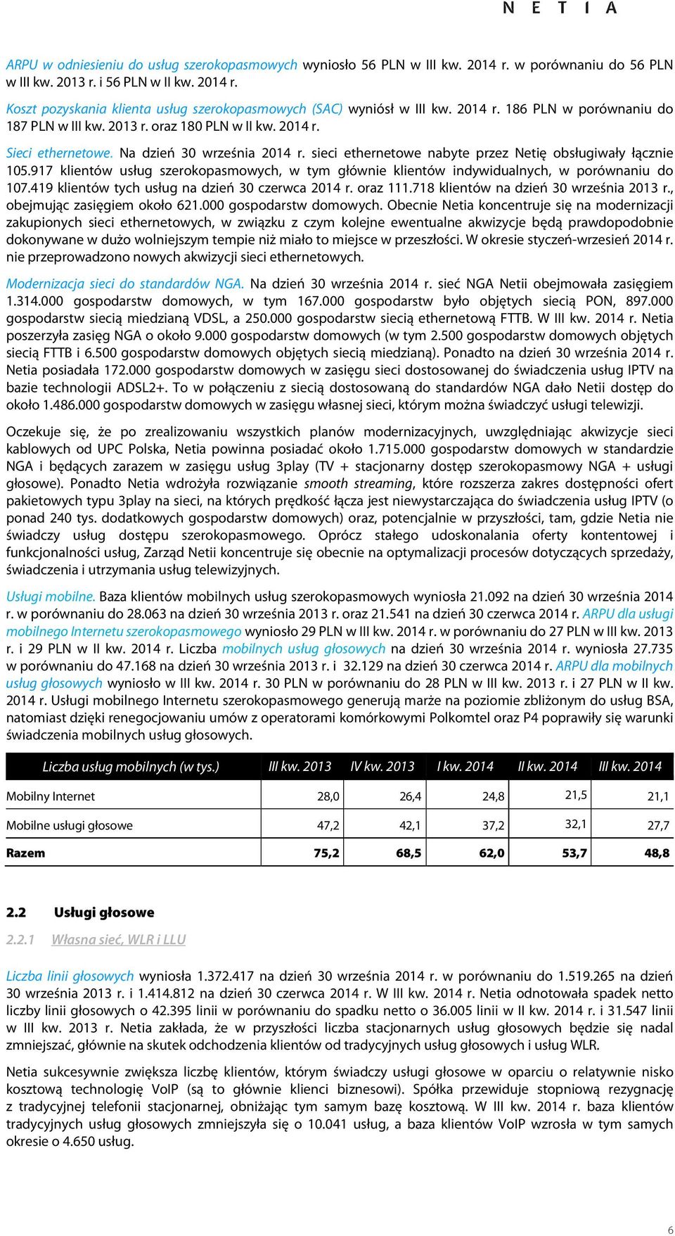 917 klientów usług szerkpasmwych, w tym głównie klientów indywidualnych, w prównaniu d 107.419 klientów tych usług na dzień 30 czerwca r. raz 111.718 klientów na dzień 30 września r.