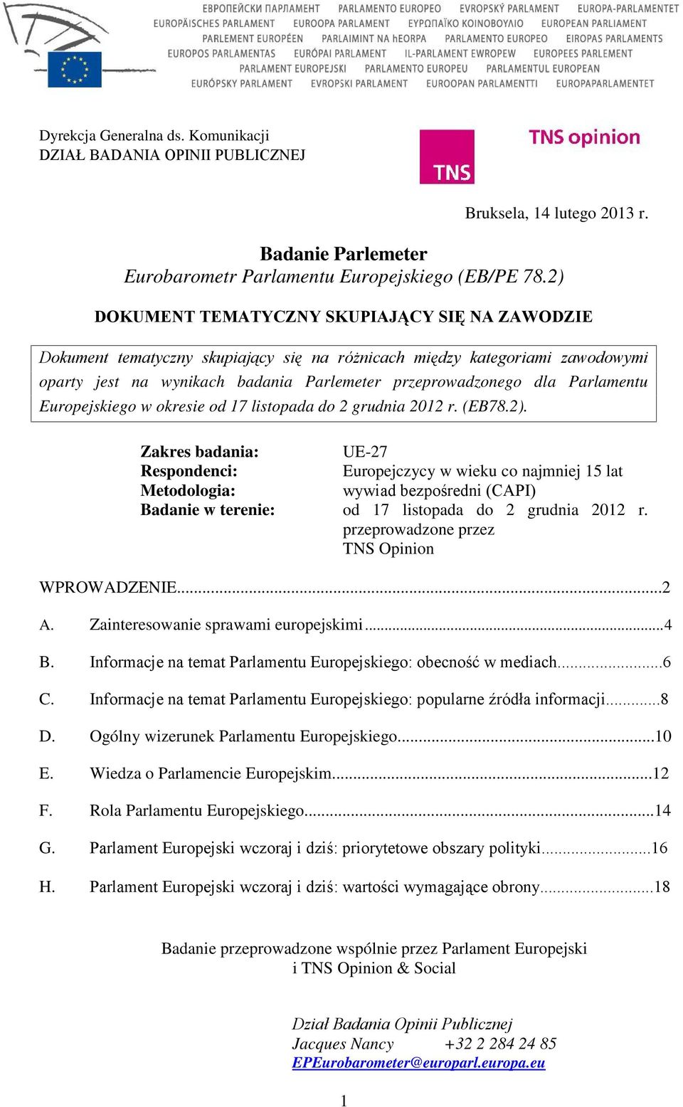 Parlamentu Europejskiego w okresie od 17 listopada do 2 grudnia 2012 r. (EB78.2).