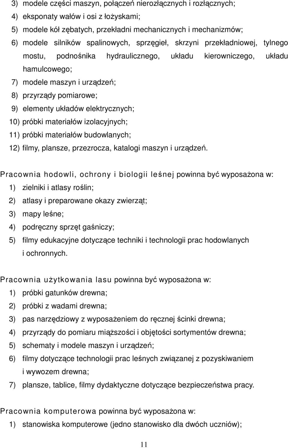 elektrycznych; 10) próbki materiałów izolacyjnych; 11) próbki materiałów budowlanych; 12) filmy, plansze, przezrocza, katalogi maszyn i urządzeń.