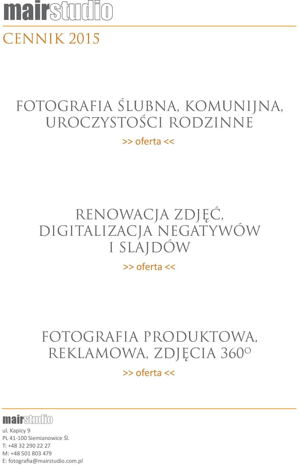 PRODUKTOWA, REKLAMOWA, ZDJĘCIA 360 O >> oferta << ul.