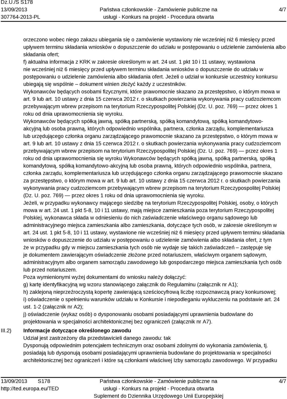 zamówienia albo składania ofert; f) aktualna informacja z KRK w zakresie określonym w art. 24 ust.