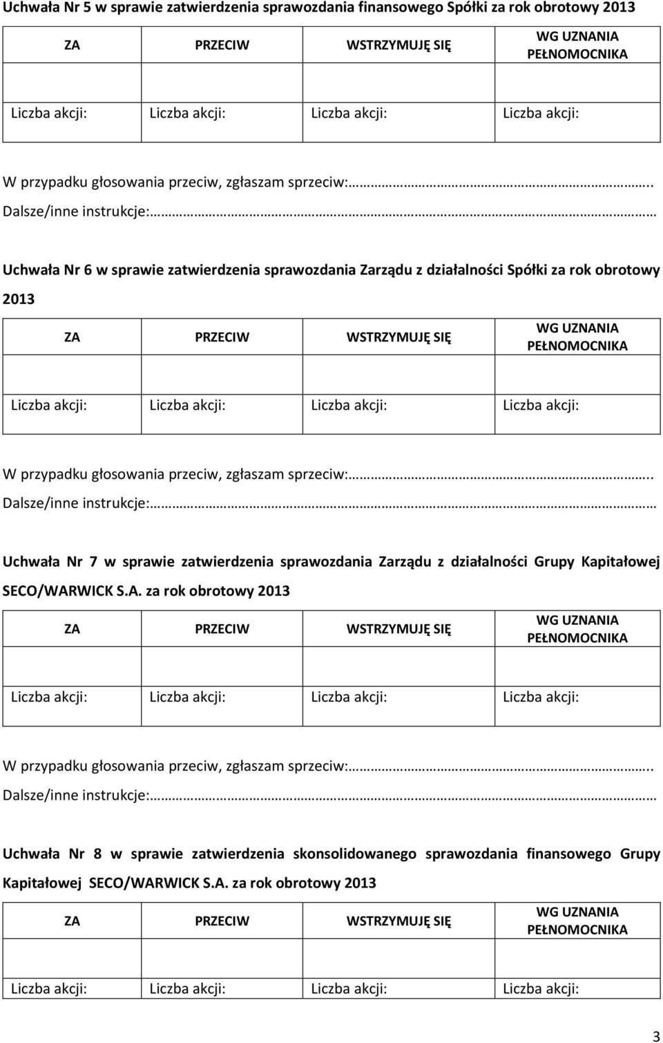 sprawozdania Zarządu z działalności Grupy Kapitałowej SECO/WAR