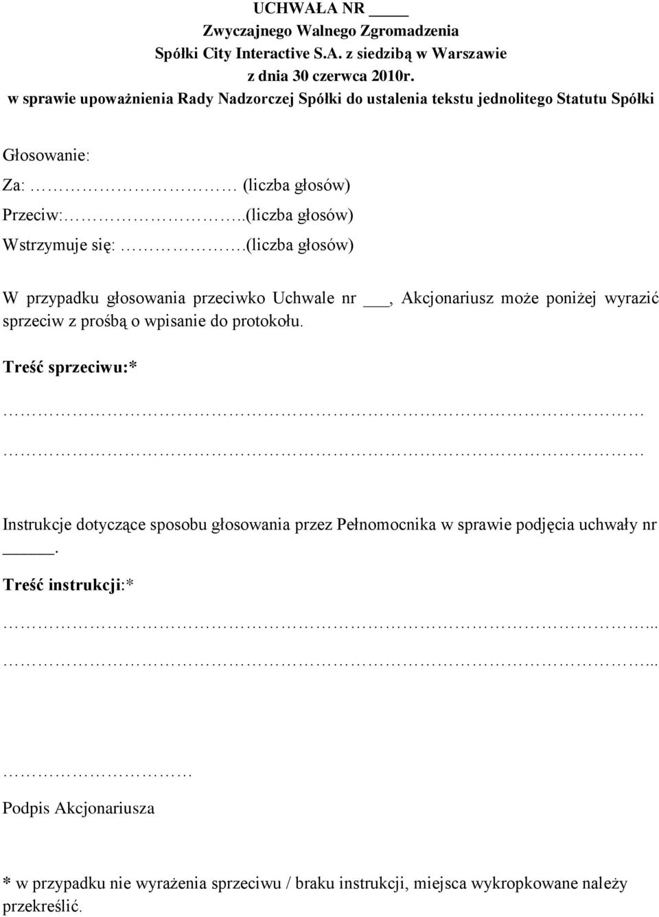 do ustalenia tekstu