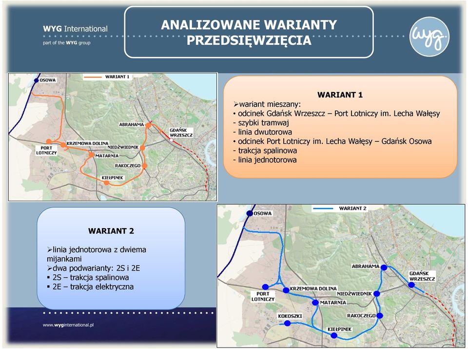 Lecha Wałęsy Gdańsk Osowa - trakcja spalinowa - linia jednotorowa WARIANT 2 linia