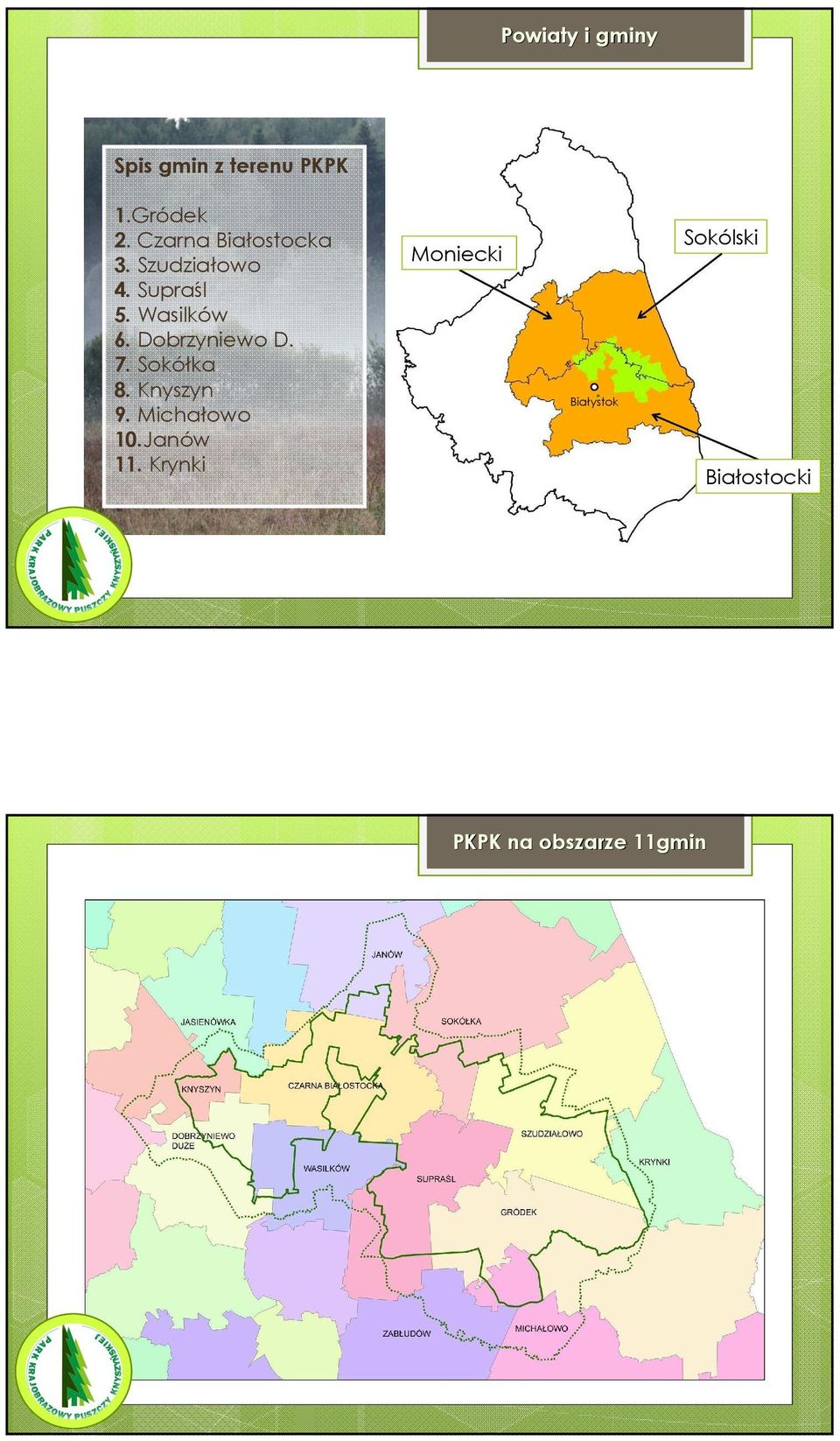 Dobrzyniewo D. 7. Sokółka 8. Knyszyn 9. Michałowo 10.Janów 11.