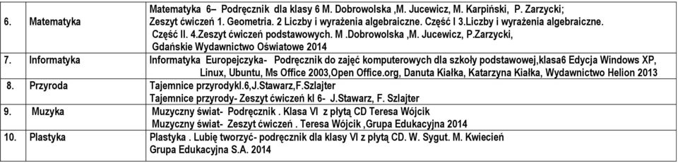 dla szkoły podstawowej,klasa6 Edycja Windows XP, Linux, Ubuntu, Ms Office 2003,Open Officeorg, Danuta Kiałka, Katarzyna Kiałka, Wydawnictwo Helion 2013 8 Przyroda Tajemnice