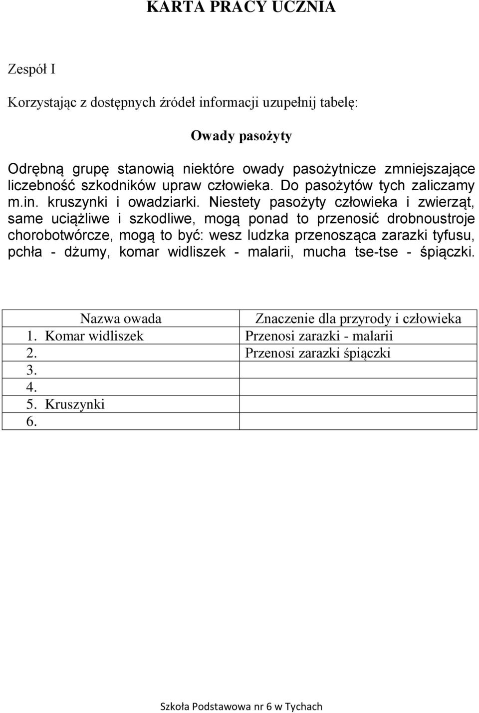 Niestety pasożyty człowieka i zwierząt, same uciążliwe i szkodliwe, mogą ponad to przenosić drobnoustroje chorobotwórcze, mogą to być: